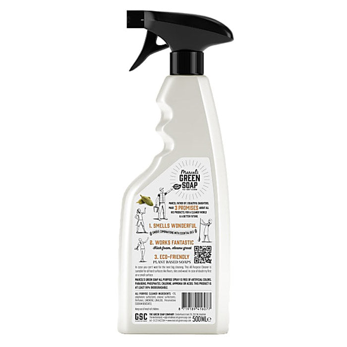 Marcel's Green Soap - All-Purpose Cleaner - Sandalwood & Cardamom Spray (500ml) - back