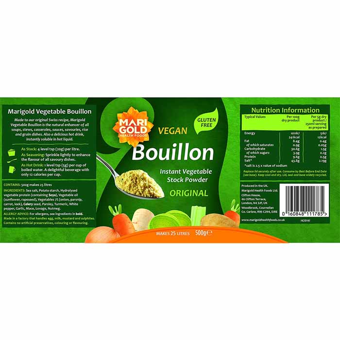 Marigold - Original Swiss Vegetable Bouillon Powder ,500g - back