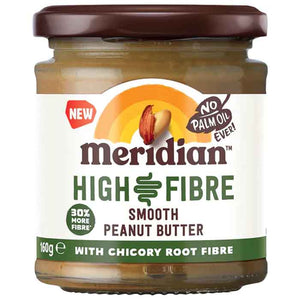 Meridian - High Fibre Smooth Peanut Butter with Chicory Root Fibre, 160g