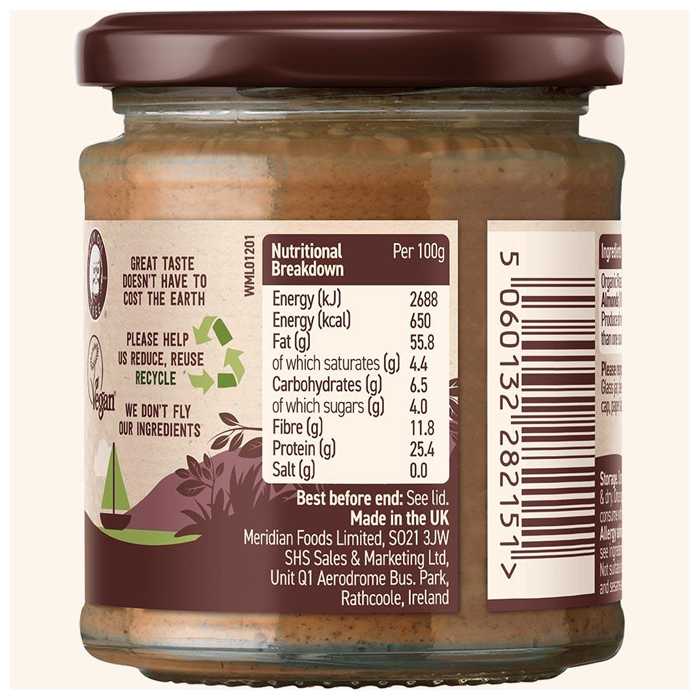 Meridian Foods - Almond Butter Smooth - Smooth 170g, -Back