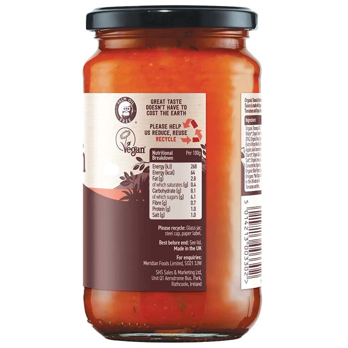 Meridian Foods - Organic Herb & Tomato Pasta Sauce, 440g - back