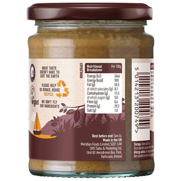 Meridian Foods - Organic Peanut Butter Crunchy With a Pinch of Salt, 280g - back