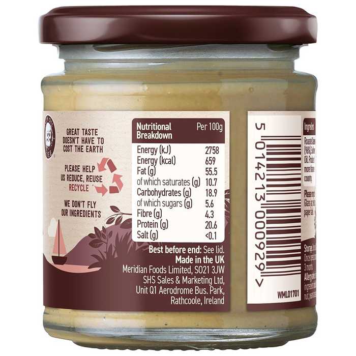 Meridian Foods - Smooth Cashew Butter 100% Nuts, 170g - back