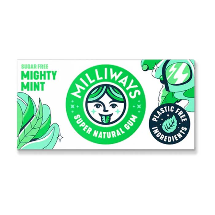 Milliways - Super Natural Chewing Gum - Mighty Mint (1-Pack), 19g
