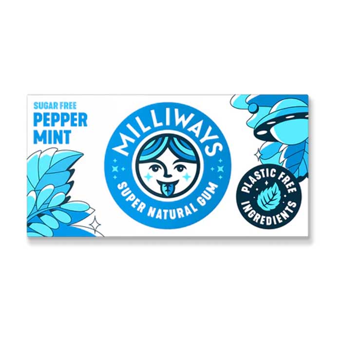 Milliways - Super Natural Chewing Gum - Peppermint Power (1-Pack), 19g