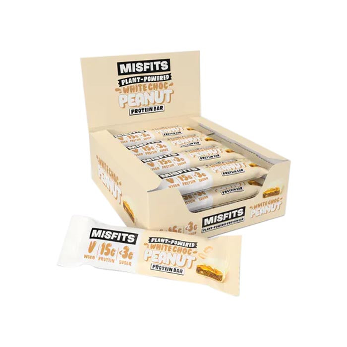 Misfits Health - Plant-Based Protein Bar - White Chocolate Salted Peanut 12-Pack, 45g