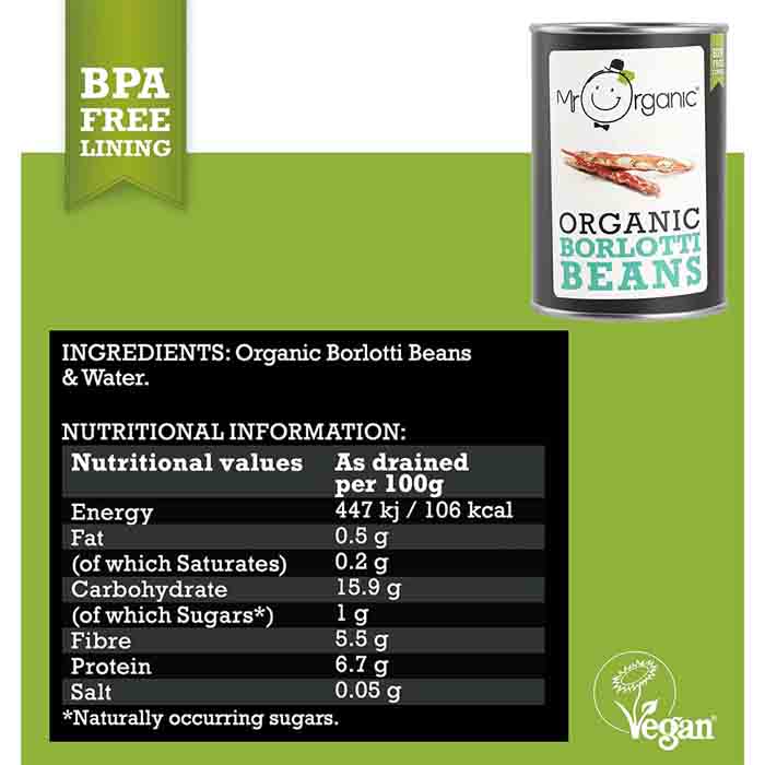 Mr Organic - Borlotti Beans, 400g - back