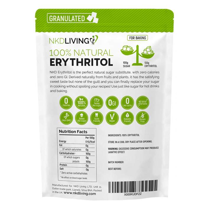 NKD Living - Erythritol , Granulated - 1kg - back