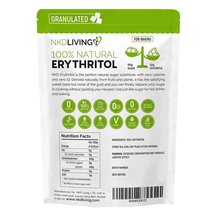 NKD Living - Erythritol , Granulated - 300g - back