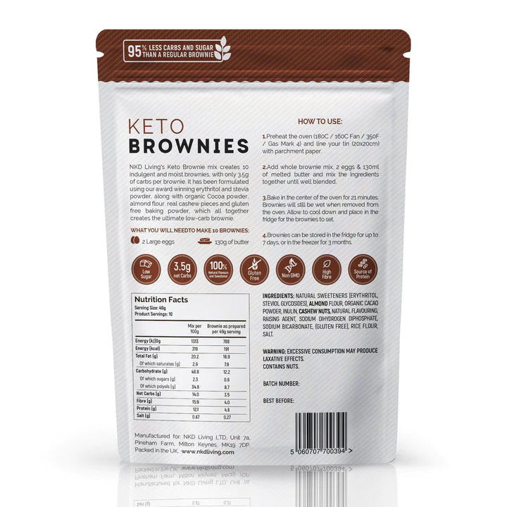 NKD Living - Keto Brownie Mix with Cashews, 250g - back