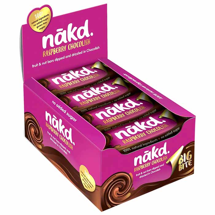Nakd - Chocolish Raw Fruit, Nut & Cocoa Bars - Raspberry (16-Pack), 50g