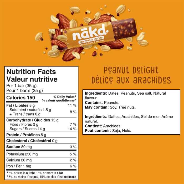 Nakd - Fruit & Nut Bars - Peanut Delight, 35g  Pack of 18 - back