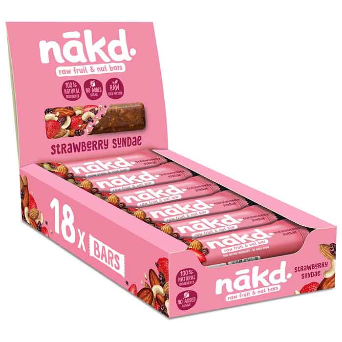 Nakd - Fruit & Nut Bars - Strawberry Sundae, 35g  Pack of 18