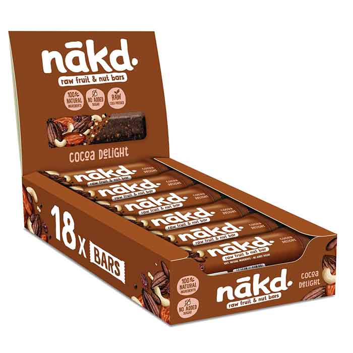 Nakd - Gluten-Free Cocoa Delight Natural Fruit & Nut Bars, 35g  Pack of 18