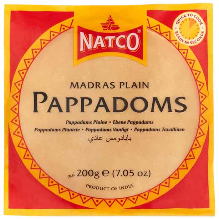 Natco - Madras Plain Poppadoms, 200g | Pack of 10 – PlantX UK