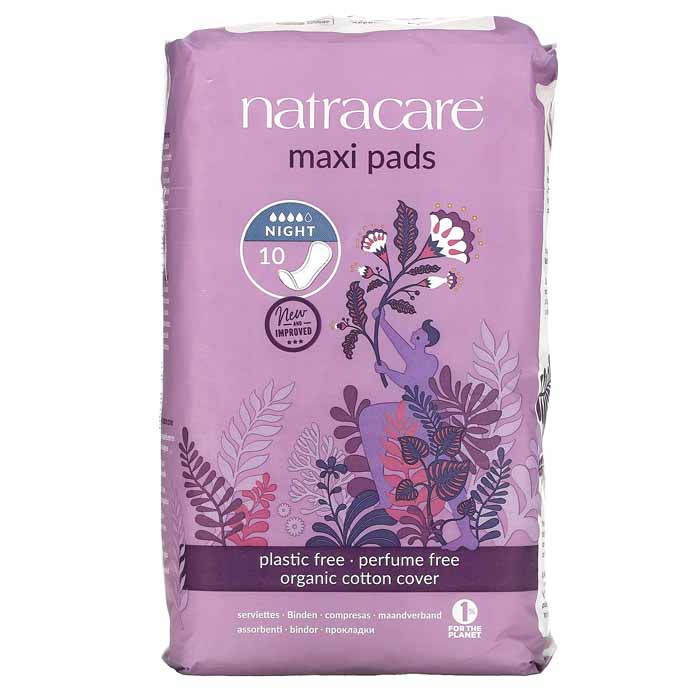Natracare - Night Time Maxi Pads, 10 pads