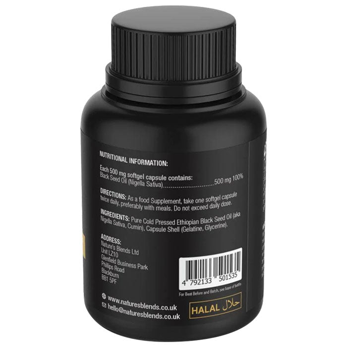 Nature's Blends - Virgin Black Seed Oil, 60 Capsules - back