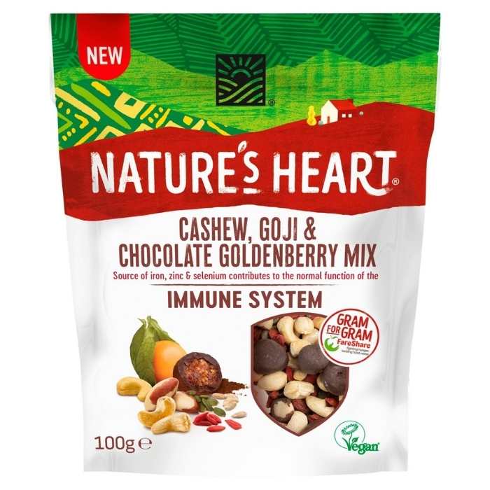 Nature's Heart - Immune System Mixes Cashew Goji & Chocolate Goldenberry, 100g - front