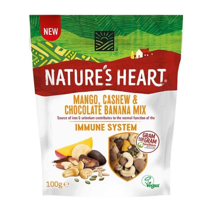 Nature's Heart - Immune System Mixes Mango Cashew & Chocolate Banana, 100g - front