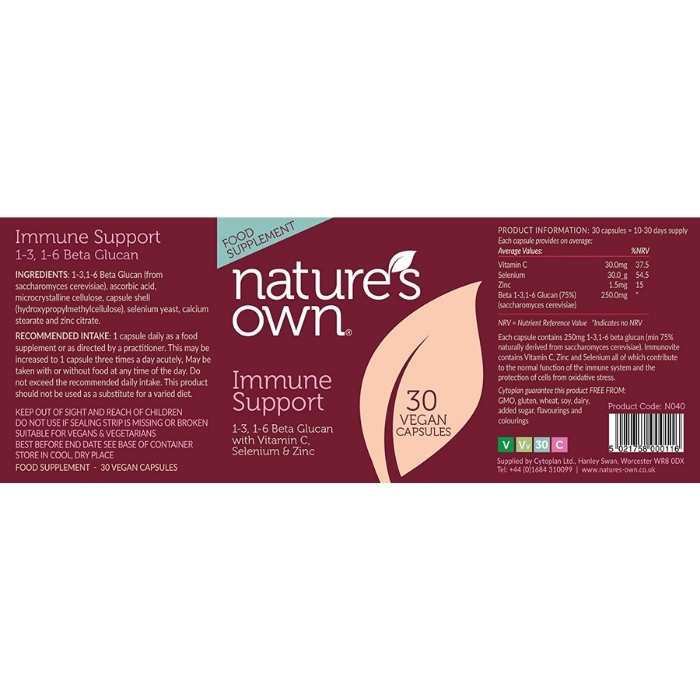 Nature's Own - Immune Support Capsules 30 back 