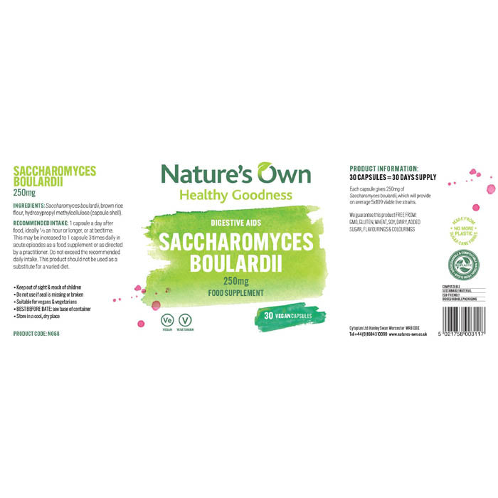 Nature's Own - Saccharomyces Boulardii, 30 Capsules - back