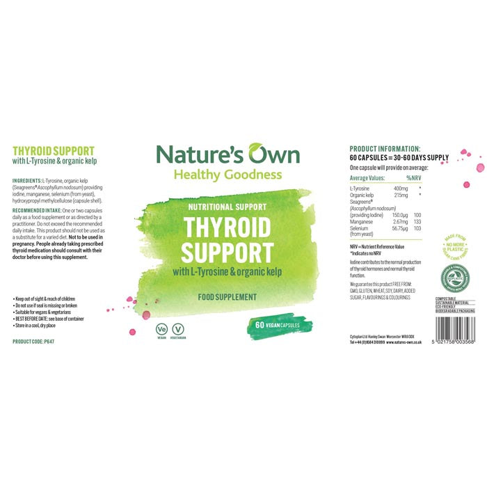 Nature's Own - Thyroid Support, 60 Capsules - back