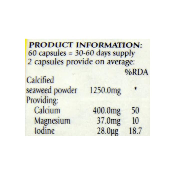 Nature's Own - Wholefood Calcium from Calcified Seaweed, 60 Capsules - back