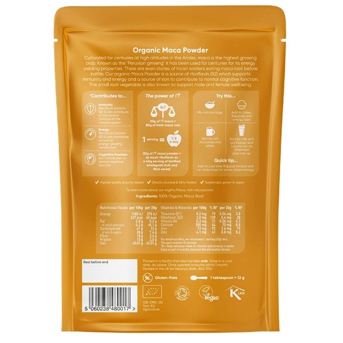 Naturya - Organic Maca Powder, 300g - back