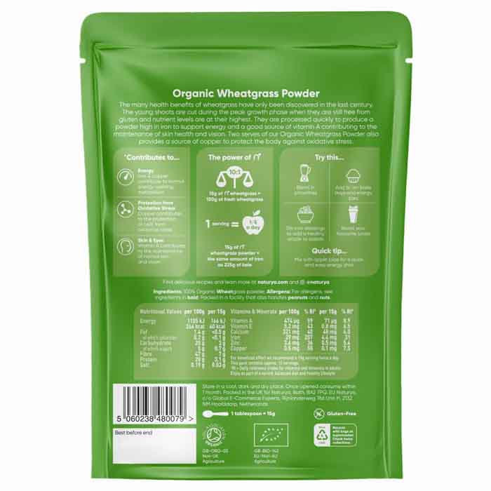 Naturya - Organic Wheatgrass Powder, 200g - back