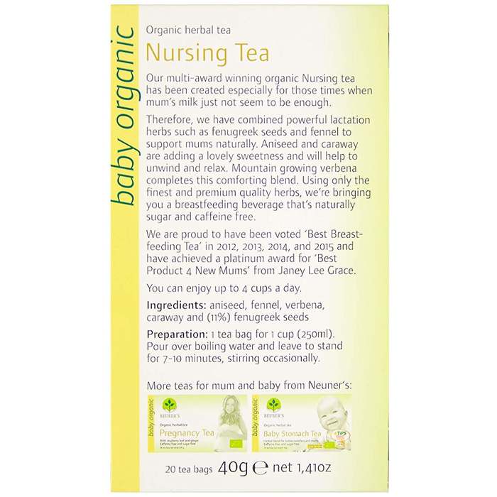 Neuner's - Organic Nursing Tea, 20 bags - back 