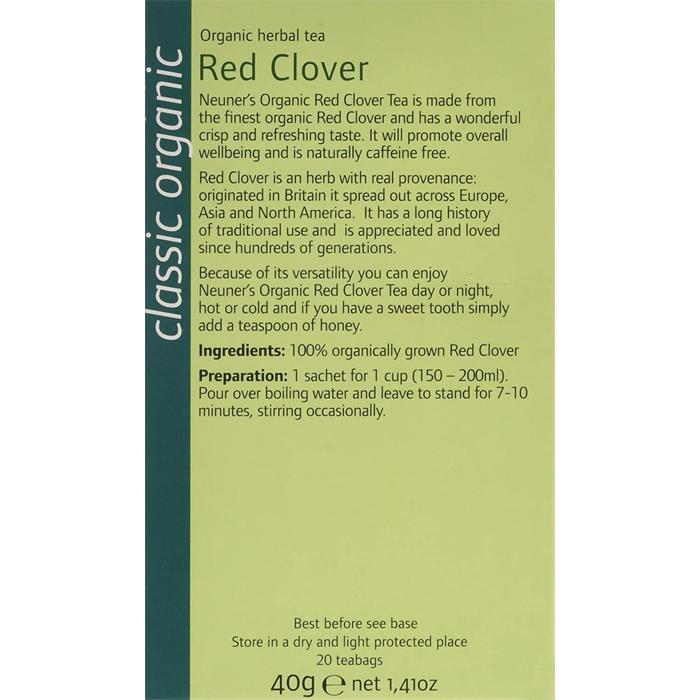 Neuner's - Organic Red Clover Tea, 20 bags - back