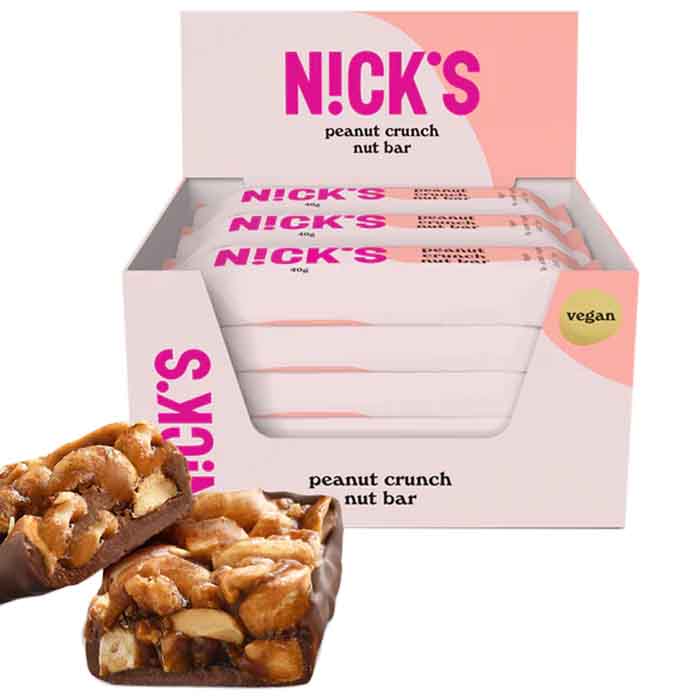 Nicks - Nut Bar Nut Crunch - Peanut, 40g  Pack of 12