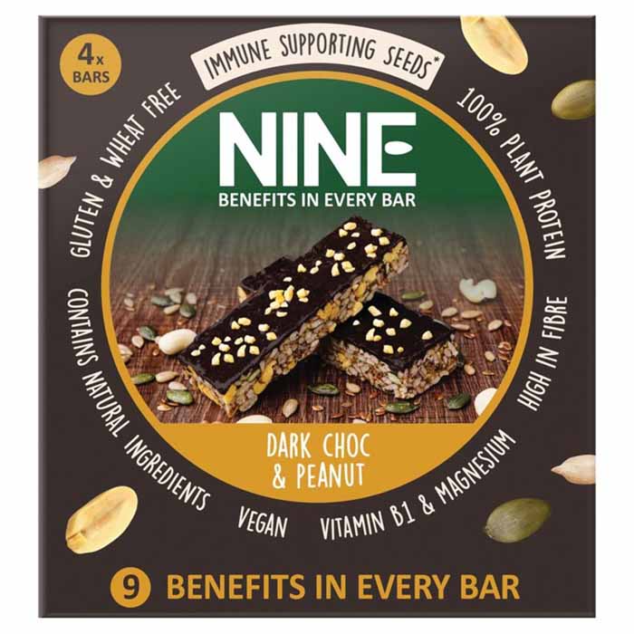 Nine - Dark Chocolate Bars Multipack - Peanut (1 Bar), 4x40g 