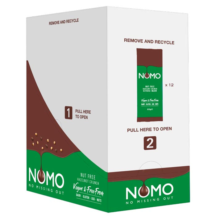 Nomo - Hazelnot Crunch Chocolate Bar (Vegan and Free From), 82g (12 Pack)