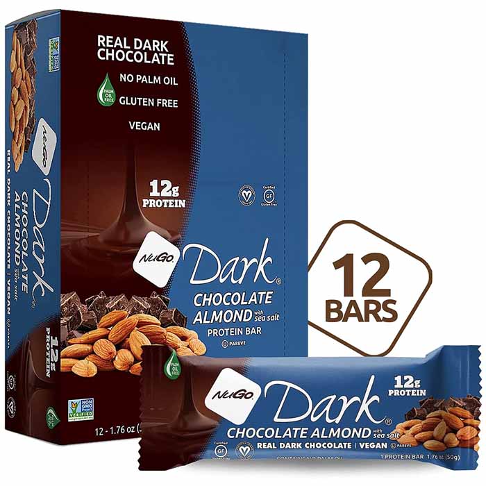 NuGo Nutrition - NuGo Dark Nutrition Gluten-Free Protein Bars - Chocolate Almond (12-Pack), 50g 