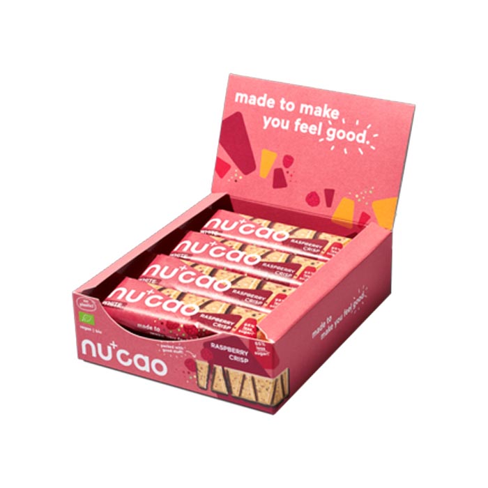 Nucao - Organic Vegan White Chocolate Bar - Raspberry Crisp, 40g (12 Bars)