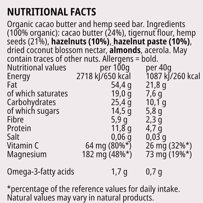 Nucao - Organic Vegan White Crunchy Nougat Bar, 40g (10 Bars) - Back