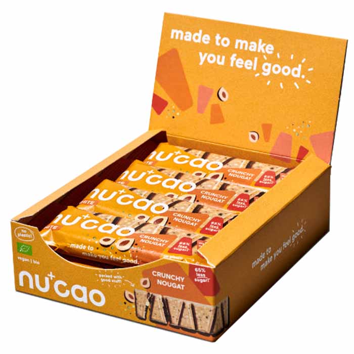 Nucao - Organic Vegan White Crunchy Nougat Bar, 40g (10 Bars)