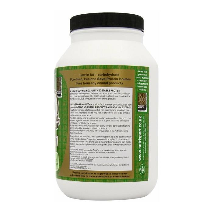 Nutrisport - 90+ Vegan Protein Powder, Unflavoured, 908g - Back