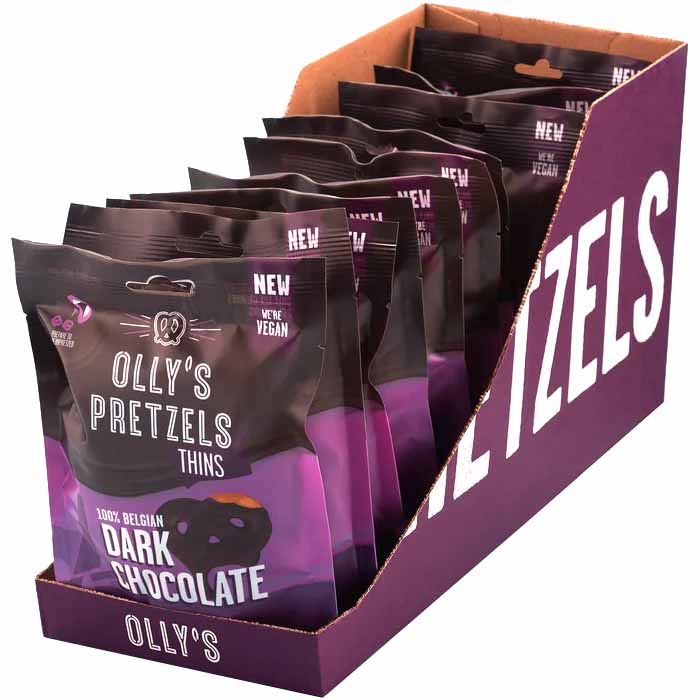 Olly's - Pretzel Thins Vegan Dark Chocolate 10-Pack, 90g
