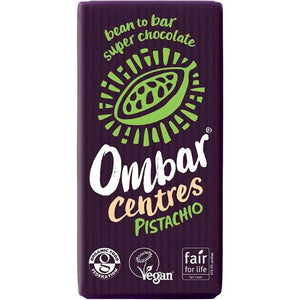 Ombar - Organic Raw Centres Pistachio Chocolate Bar, 35g | Pack of 10 | Multiple Options