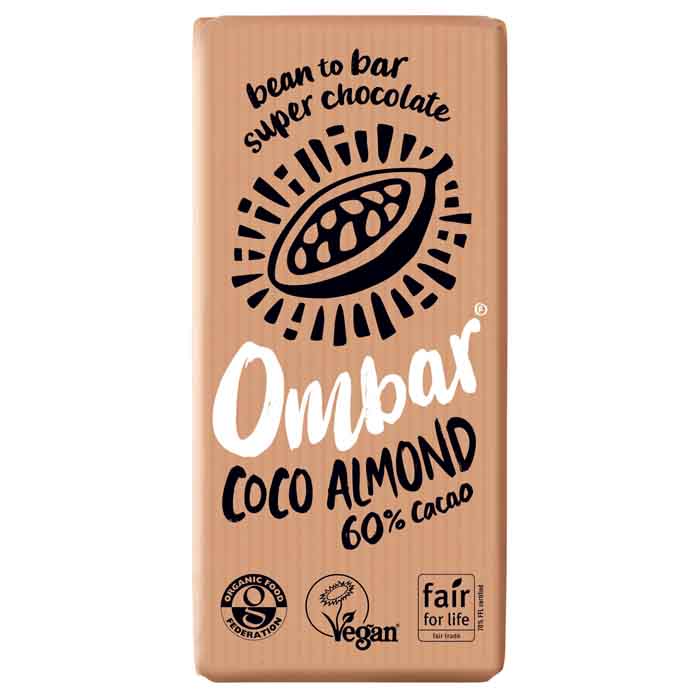 Ombar - Organic Coco Almond Raw Chocolate, 70g  Pack of 10