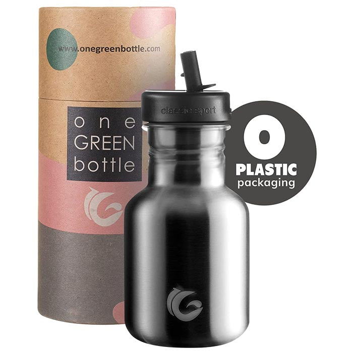 One Green Bottle - Plain Stainless Steel Tough Canteen ,350ml - back