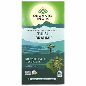 Organic India - Organic Tulsi Brahmi Tea, 25 Bags | Pack of 5
