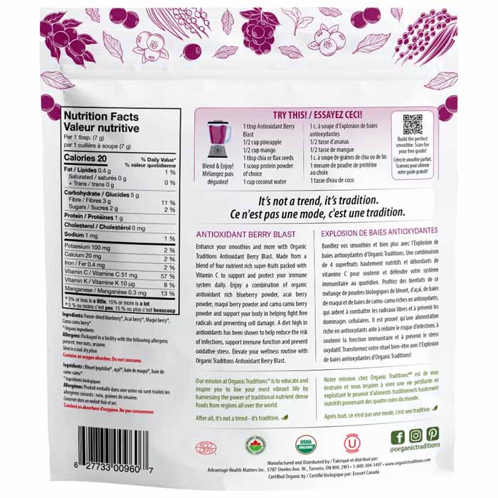 Organic Traditions - Organic Antioxidant Berry Blast, 100g - Back