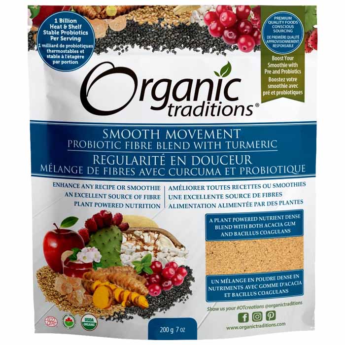 Organic Traditions - Organic Smooth Movement Probiotic Fibre Blend with Turmeric, 200g