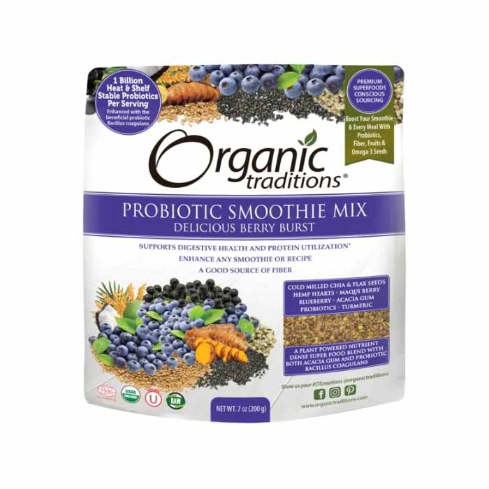 Organic Traditions - Organic Smoothie Mix with Probiotics - Berry Burst, 200g