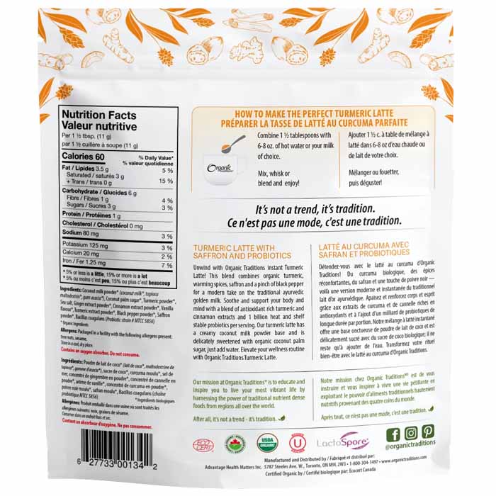 Organic Traditions Organic Turmeric Latte, 150g PlantX UK