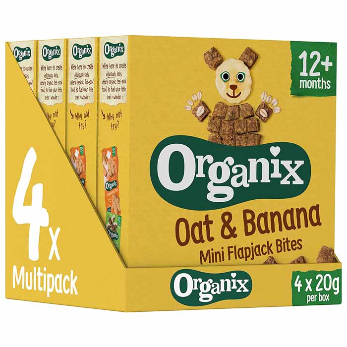 Organix - Mini Flapjack Bites Oat & Banana, 4 Packs – PlantX UK