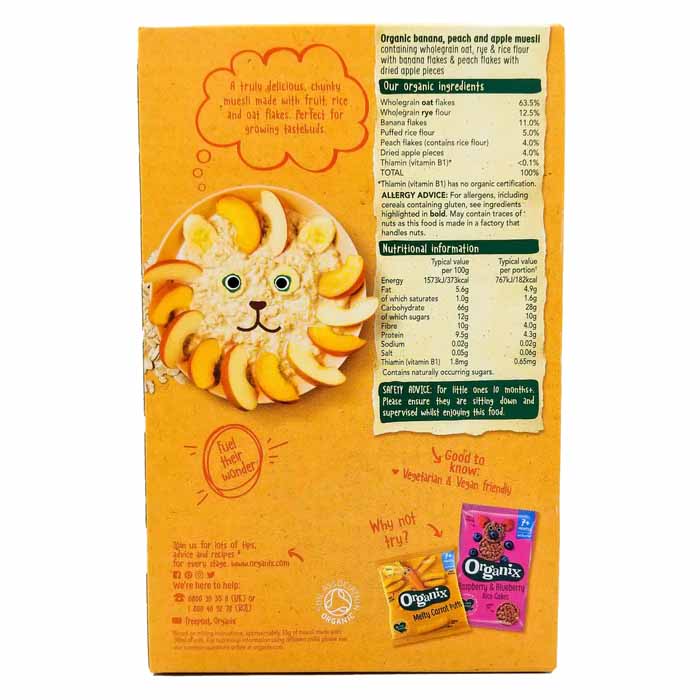 Organix - Organic Muesli for 10+ Months (Baby Cereal) - Banana Peach & Apple (4-Pack), 200g - back